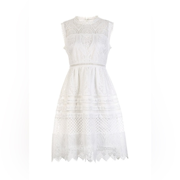 White Lace Mini Dress - Picture 2 of 5